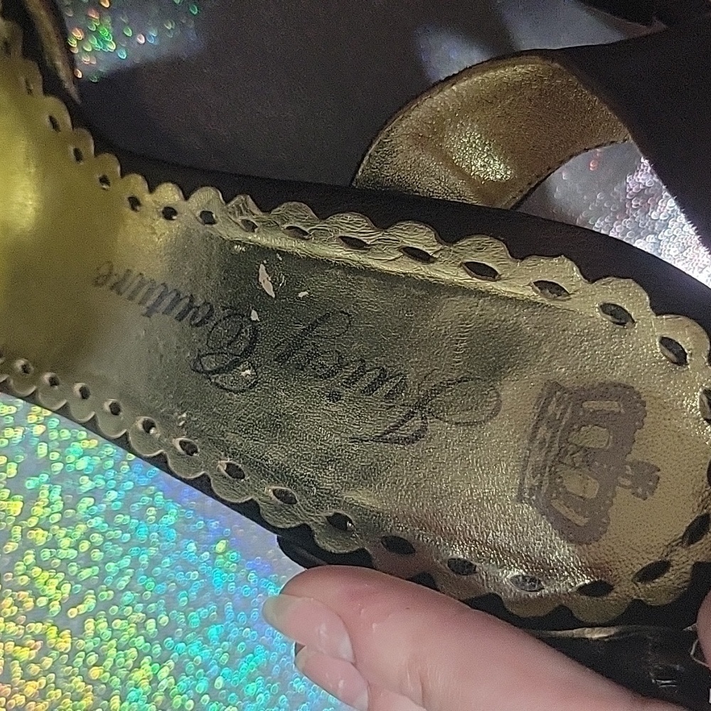 Y2k Vintage Juicy Couture Brown Leather Peep Toe Wedge Sandal SZ:9.5 - Picture 7 of 9